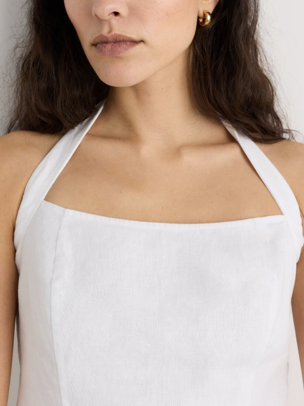 100% European Linen Halter Top in White - Picture 9 of 10
